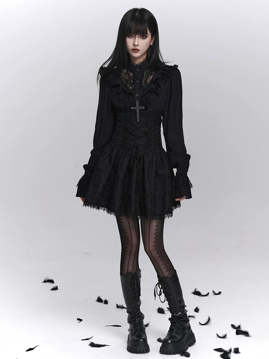 Black High-Waisted Mini Skirt for Women – Gothic Style Skirt