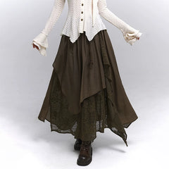 Brown A-Line Maxi Skirt for Women – High-Waisted Fall Skirt