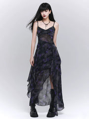 Women’s Irregular Hem Suspender Midi Dress – Lightweight A-Line for Summer