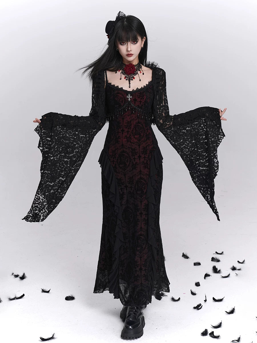 Black Gothic Slip Mini Dress for Women – Sleeveless A-Line Dress