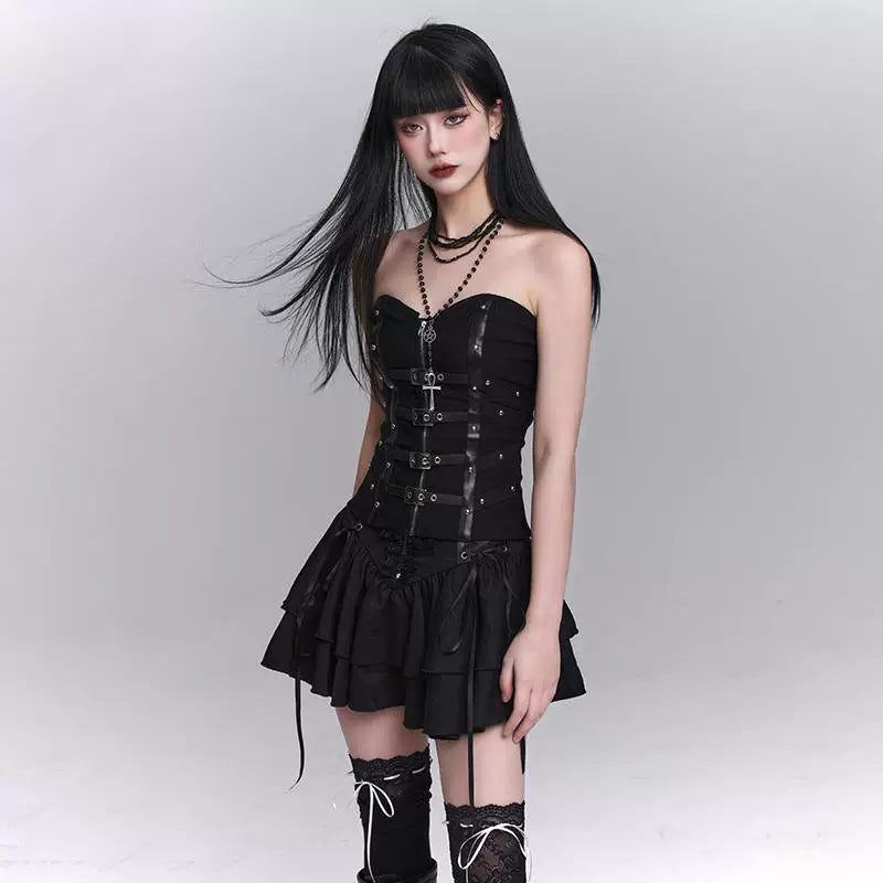 Black Tube Top for Women – Cropped Fitted Strapless Top