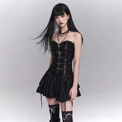 Black Tube Top for Women – Cropped Fitted Strapless Top