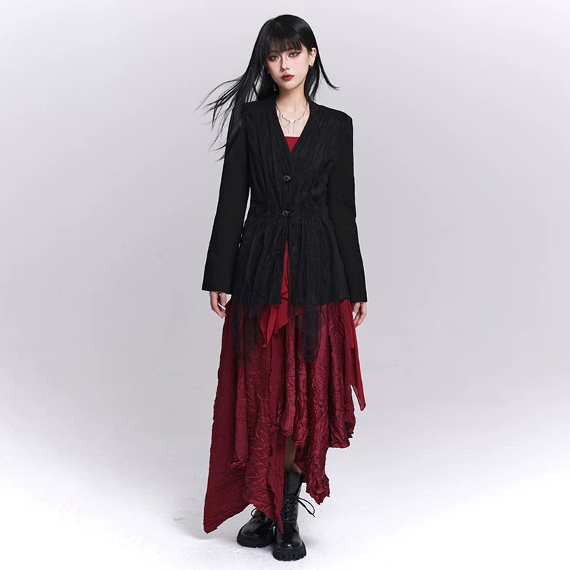 Women’s Red Strapless Dress – Asymmetrical Slim Fit Mini Dress