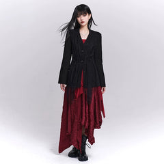 Women’s Red Strapless Dress – Asymmetrical Slim Fit Mini Dress