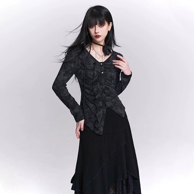 Women’s Black Long Sleeve Top – Lightweight Elegant for Fall