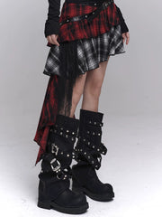 Plaid Asymmetrical Mini Skirt for Women – Gothic-Inspired A-Line Skirt