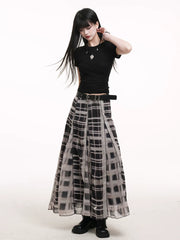 Plaid Pleated A-Line Skirt for Women – High-Waisted Skirt