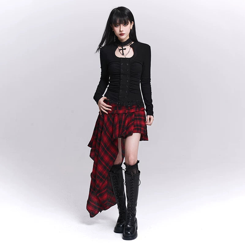 Women’s Black Long Sleeve Crop Top – Slim Fit Waist Cut Top