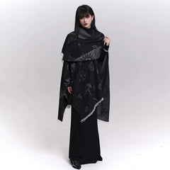 Women’s Black Shawl Scarf – Cape Style Wrap Winter Outerwear
