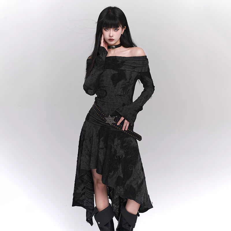 Women’s One-Shoulder Asymmetrical Midi Dress – Elegant Style for Events