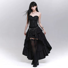 Black Asymmetrical Maxi Skirt for Women – Gothic-Inspired Long Skirt