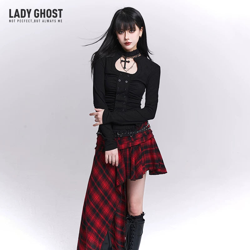 Women’s Black Long Sleeve Crop Top – Slim Fit Waist Cut Top