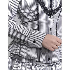 Striped Gothic Shirt Mini Dress for Women – Long Sleeve Button-Up Dress
