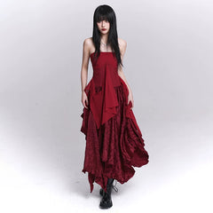 Women’s Red Strapless Dress – Asymmetrical Slim Fit Mini Dress