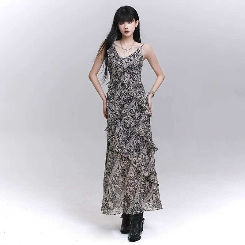 Black Suspender Maxi Dress for Women – A-Line Sleeveless Summer Dress