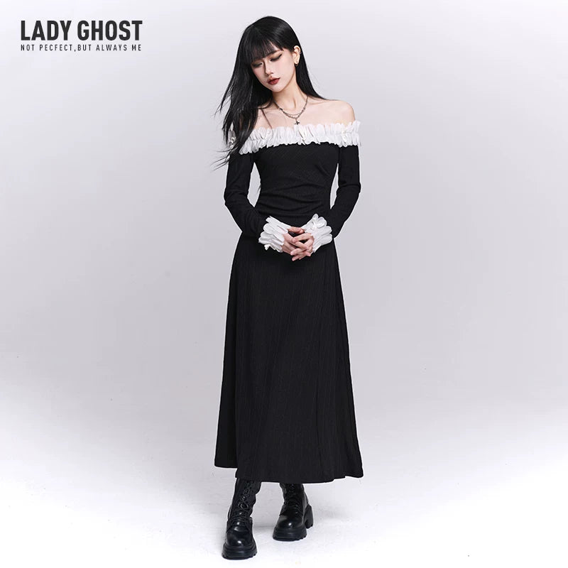 Women’s Black One-Shoulder Maxi Dress – Slim Fit Asymmetrical Dress