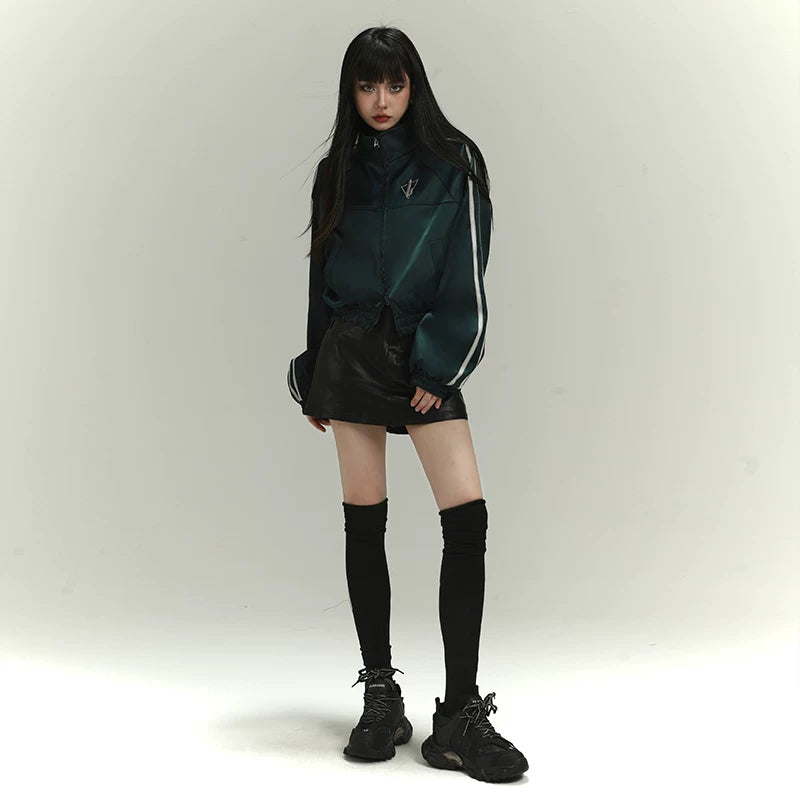 Women’s Cropped Varsity Jacket – Lightweight Baseball Jacket for Spring and Fall