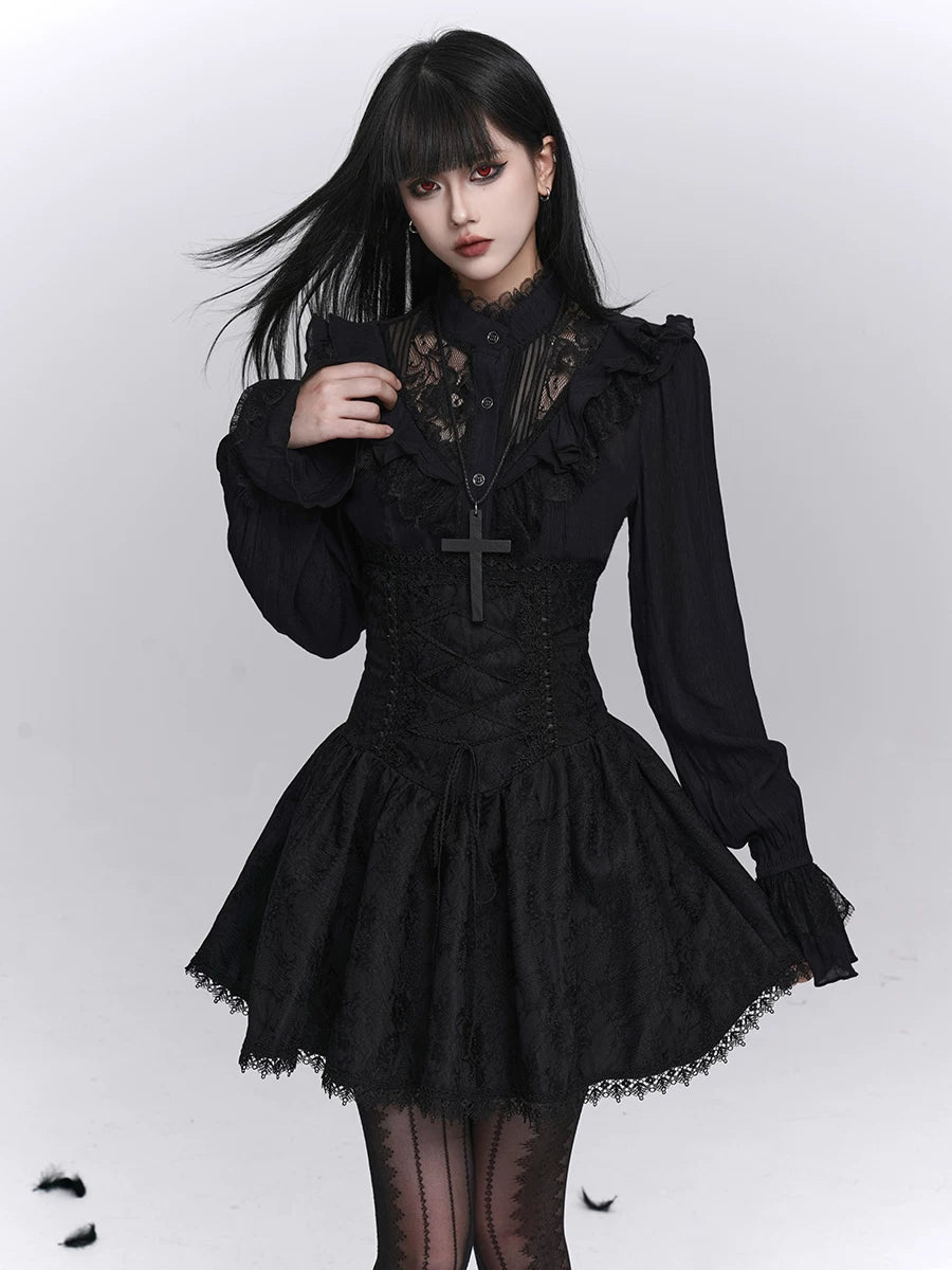 Black High-Waisted Mini Skirt for Women – Gothic Style Skirt