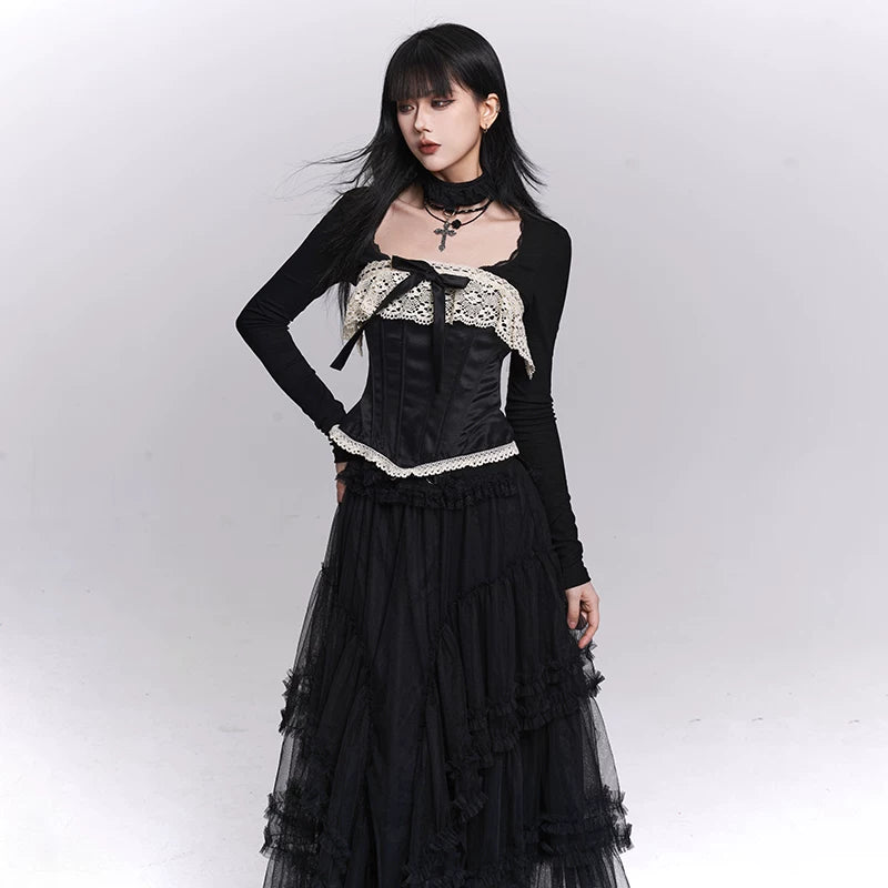 Women’s Black Corset Top – Boned Strapless Tube Top, Slim Fit Bustier
