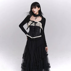 Women’s Black Corset Top – Boned Strapless Tube Top, Slim Fit Bustier