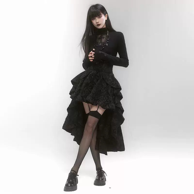 Black High-Waisted Fishtail Skirt for Women – Elegant Midi Skirt