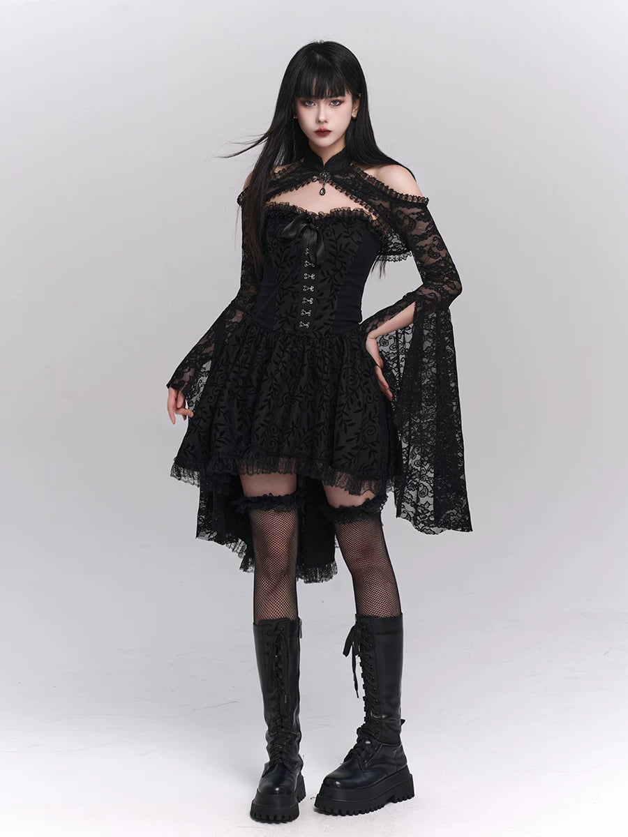 Black Strapless Mini Dress for Women – Gothic Tube Top Dress