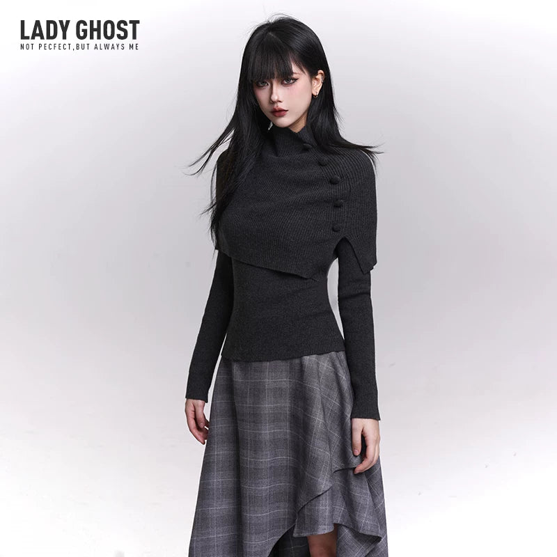 Women’s Knit Sweater Set – Cape Style Shawl Top 2-Piece Fall Winter Outfit