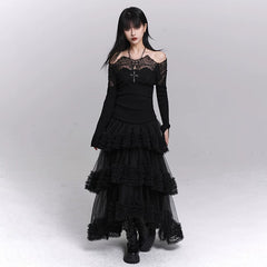 Women’s Brown Tiered Tulle Maxi Skirt – A-Line Puffy Long Skirt