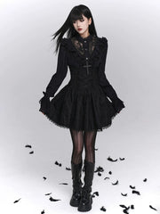 Black High-Waisted Mini Skirt for Women – Gothic Style Skirt