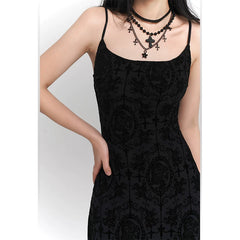 Black Suspender Mini Dress for Women – Gothic-Inspired Sleeveless Dress