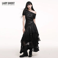 Black One-Shoulder Mini Dress for Women – Gothic-Inspired Asymmetrical Dress