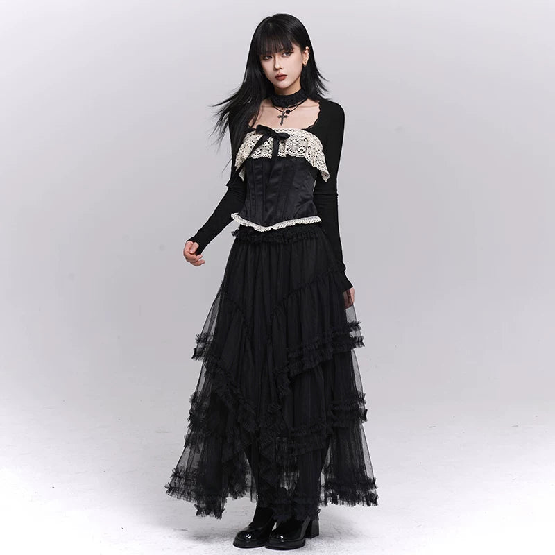 Women’s Black Corset Top – Boned Strapless Tube Top, Slim Fit Bustier
