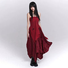 Women’s Red Strapless Dress – Asymmetrical Slim Fit Mini Dress
