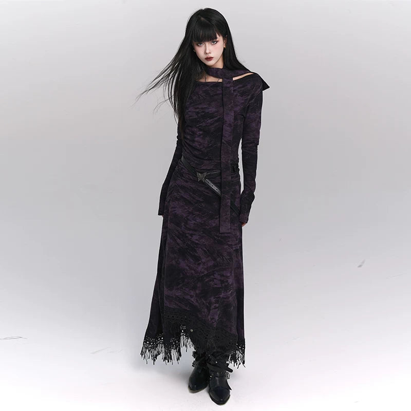 Purple A-Line Maxi Dress for Women – Gothic-Inspired Summer Dress