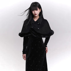 Women’s Wool Blend Cloak Coat – Shawl Collar Winter Cape Coat