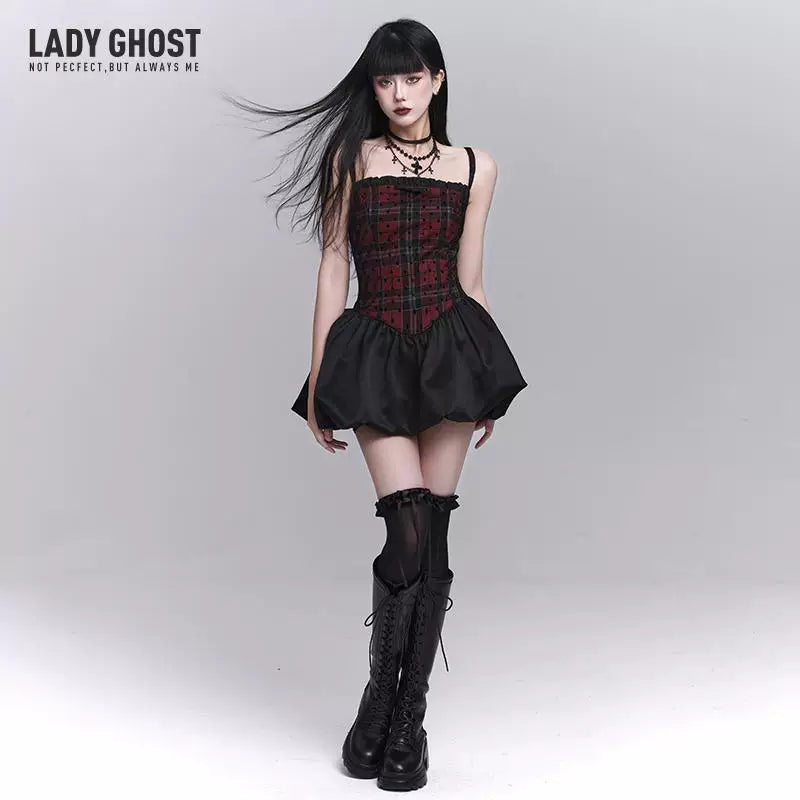 Women’s Red and Black Suspender Mini Dress – A-Line for Summer and Festivals