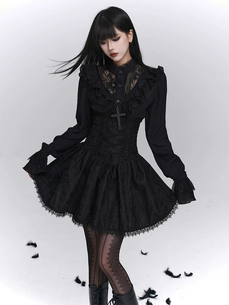 Black High-Waisted Mini Skirt for Women – Gothic Style Skirt