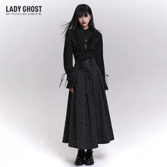 Women’s Gray Striped A-Line Skirt – High Waisted Midi Skirt for Fall