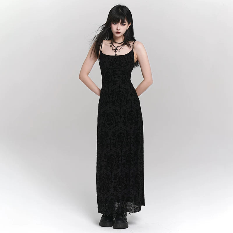 Black Suspender Mini Dress for Women – Gothic-Inspired Sleeveless Dress