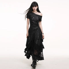 Black One-Shoulder Mini Dress for Women – Gothic-Inspired Asymmetrical Dress
