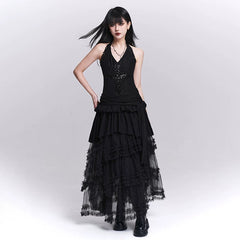 Women’s Black Halter Neck Mini Dress – Backless Sequin Slim Fit Dress