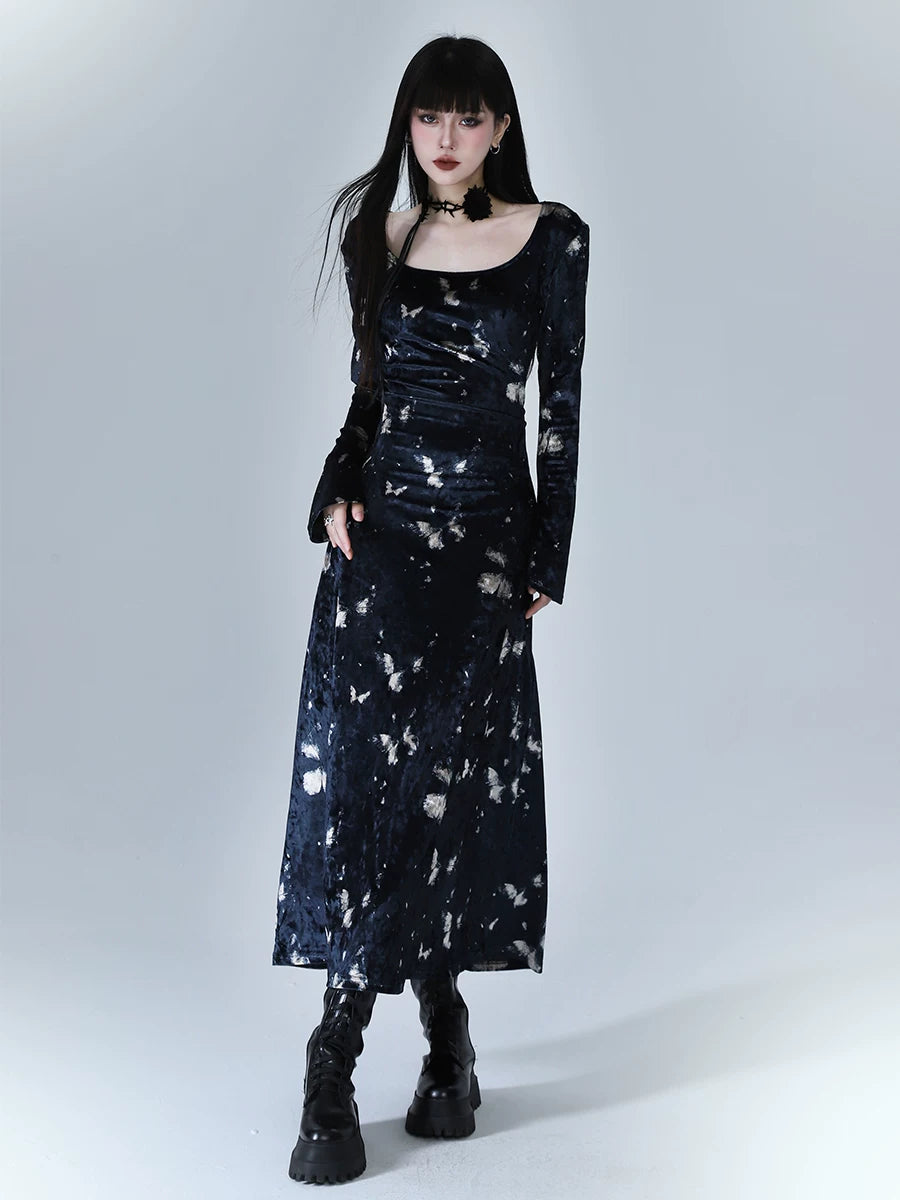 Women’s Velvet Maxi Dress – Elegant A-Line Retro Style Dress