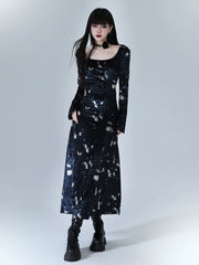 Women’s Velvet Maxi Dress – Elegant A-Line Retro Style Dress