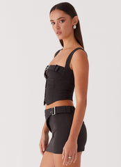 Too Many Nights Belt Mini Skirt - Black
