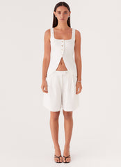 Tiona Linen Shorts - White