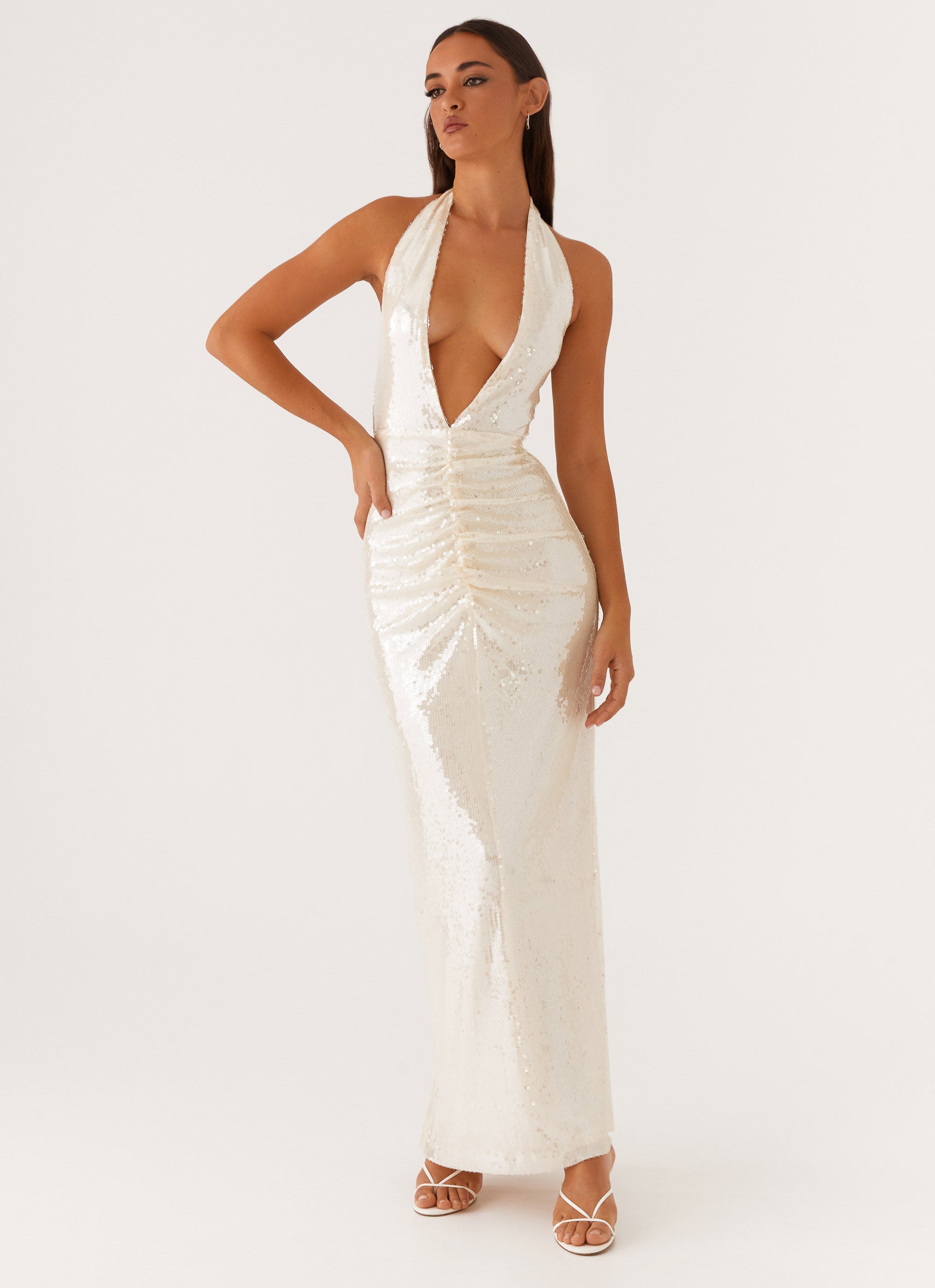 Whisked Away Halterneck Maxi Dress - White